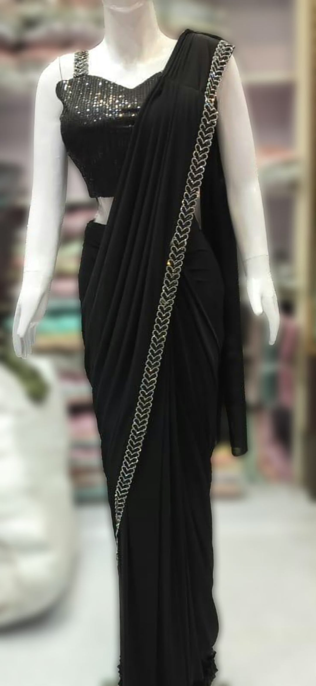 495 ready to wear saree black
