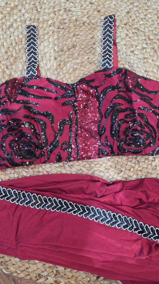 Mehroon black combination
