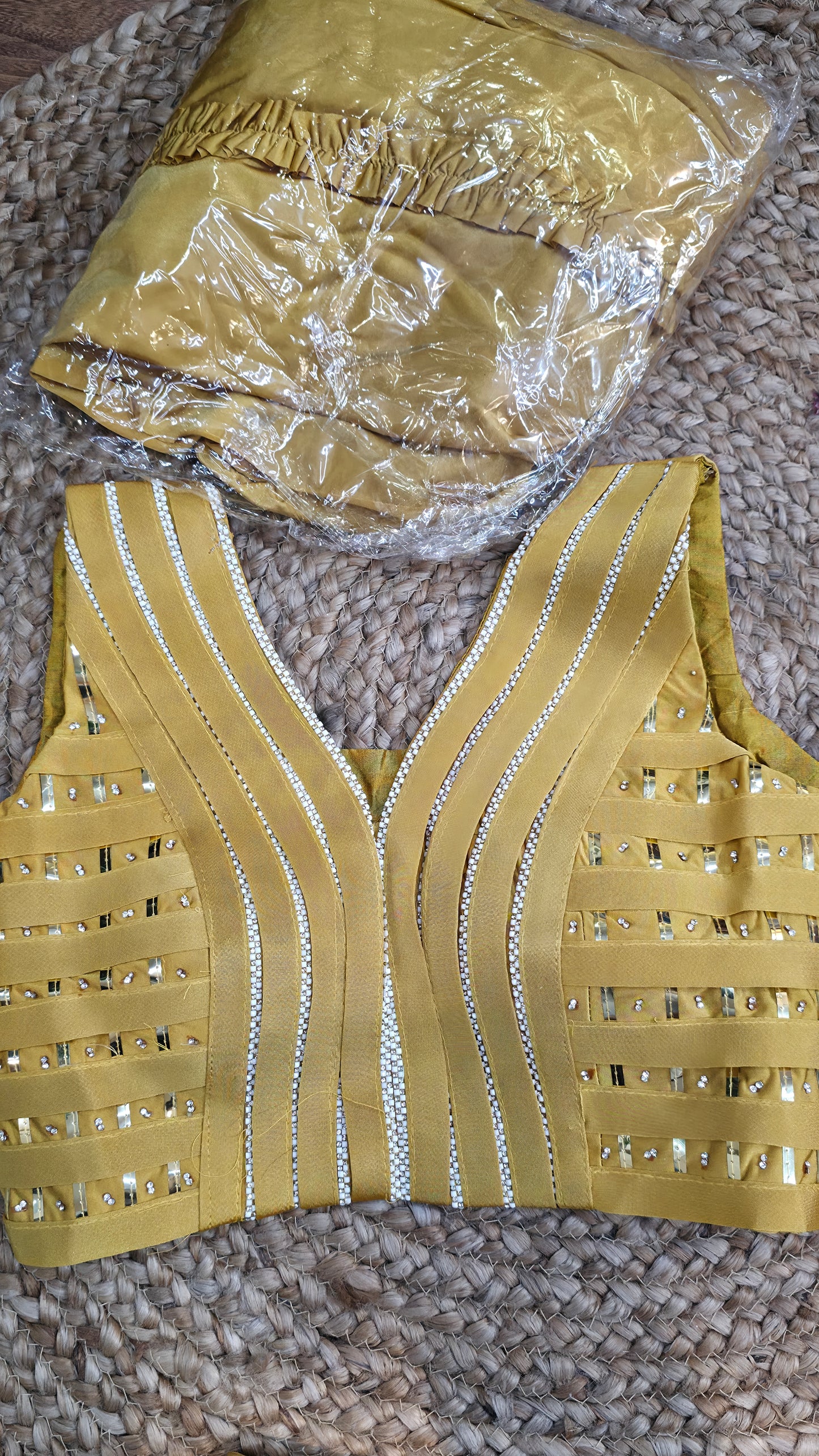 495 mustard readymade saree