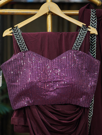 046-LASE SAREE DIL WALI-BURGUNDY