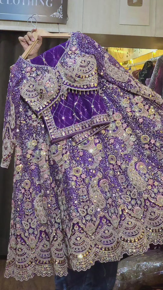 Viral purple peacock lehenga